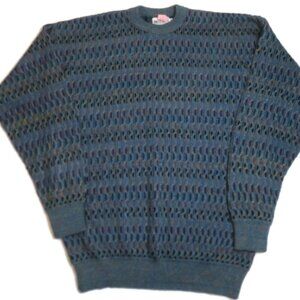 Vintage 90s Megalos Biggie Cosby Style Sweater Mens 2XLT USA 3D Textured Crew‎